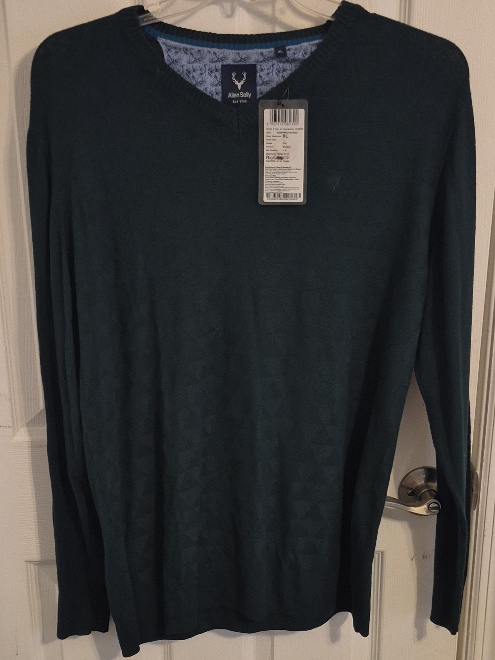 Allen Solly Men's Dark Teal V-Neck Sweater